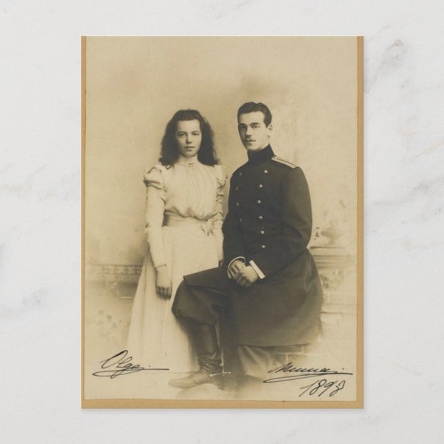 Carte Postale AUTOGRAPHIES Michael & Olga Romanov - Russie (Devant)
