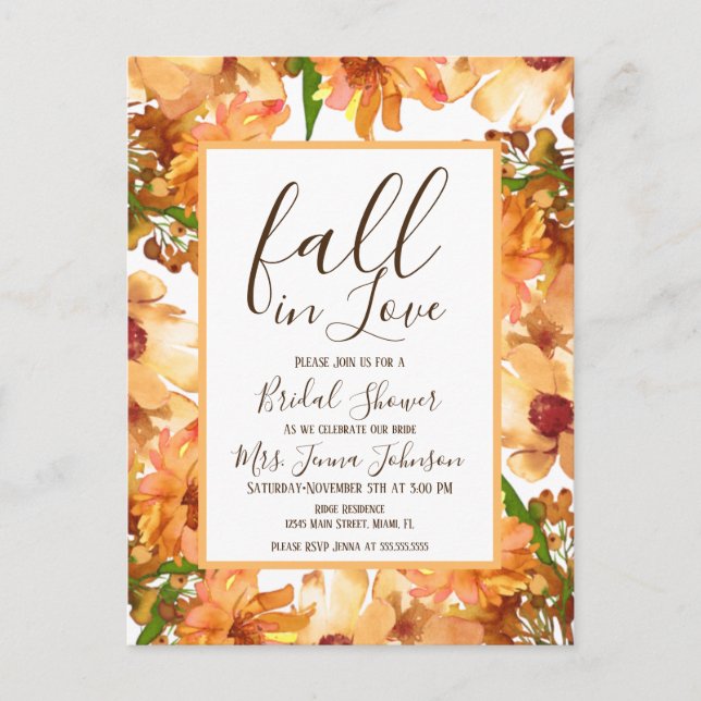 Carte Postale Automne Amour Tomber Verdure Mariage Champêtre (Devant)