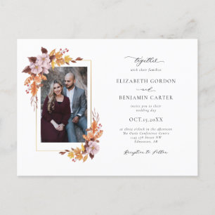 Carte Postale Automne Automne Floral Mariage Élégant Foliage Pho