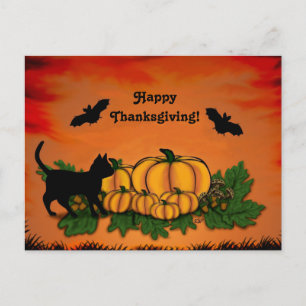 Carte Postale Automne, Bon thanksgiving avec chauve-souris et ch