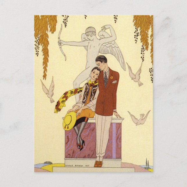 Carte Postale Automne en France Art Déco (Devant)