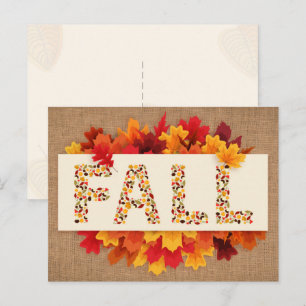 Carte Postale Automne Ferme Colorée Feuilles d'automne sur Burla