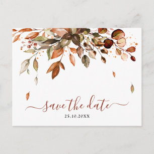 Carte Postale Automne Feuilles Rustique Pays Enregistrer la date