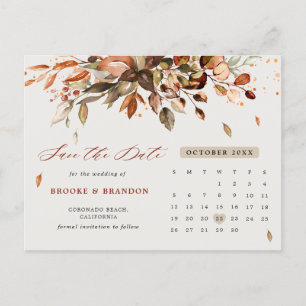 Carte Postale Automne Feuilles Rustique Pays Enregistrer la date