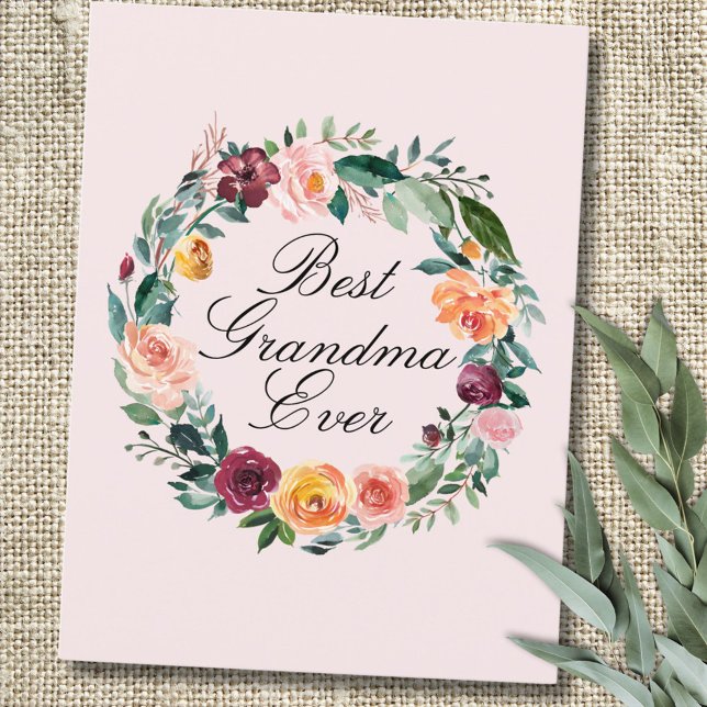 Carte Postale Automne Fleur Rose Fleur Floral Wreath Best Grand- (In situ)