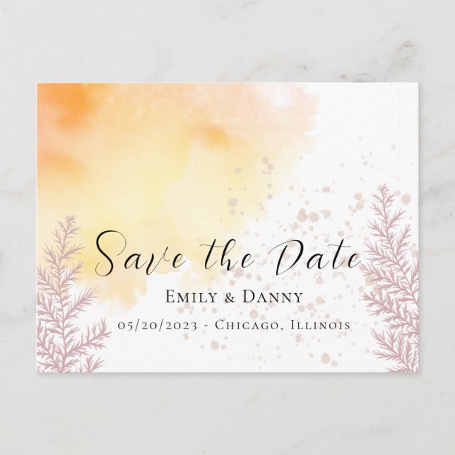 Carte Postale Automne Forêt Crépusculaire Teinture Save the Date (Devant)