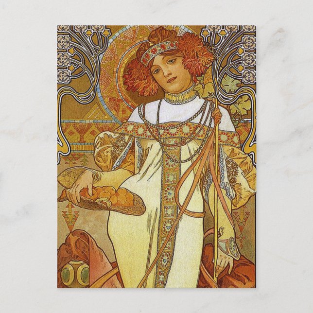 Carte Postale "Automne" par Alphonse [Alfons] Mucha (Devant)