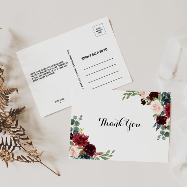 Carte Postale Automne Rustique Éblouissant Bourgogne Merci (Créateur téléchargé)