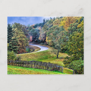 Carte Postale automne saison matin sur la route bleue