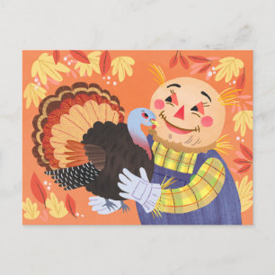 Carte Postale Automne Scarecrow et Turquie