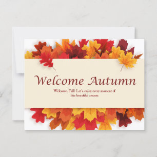Carte postale Automne simple d'accueil jaune et or