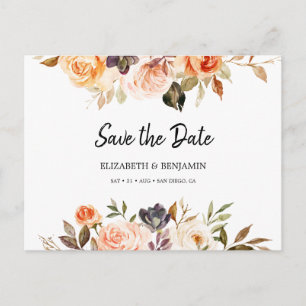 Carte Postale Automne Terracotta Or Orange Floral Enregistrer La
