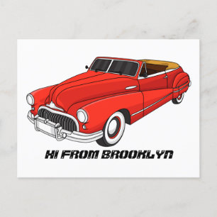 Carte Postale Automobile classique rouge 1948