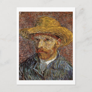 Carte Postale Autoportrait avec Casquette de paille Van Gogh Art