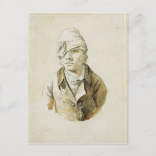 Carte Postale Autoportrait avec Casquette et Patch oculaire
