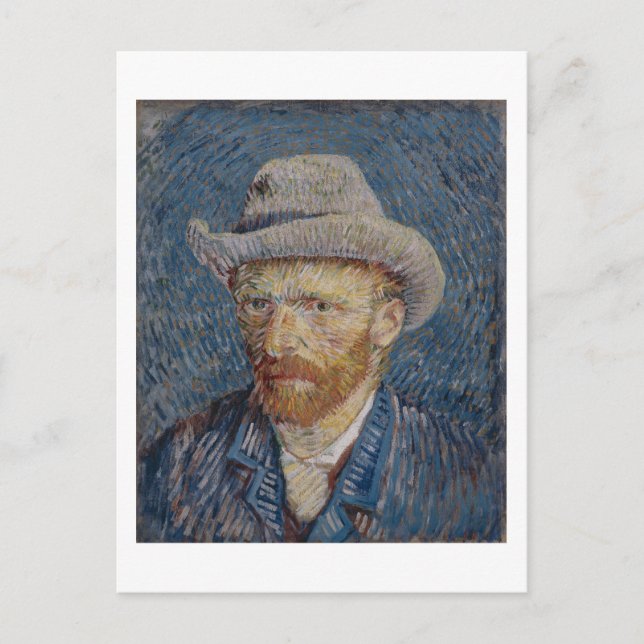 Carte Postale Autoportrait Gris Felt Casquette, Van Gogh Fine Ar (Devant)