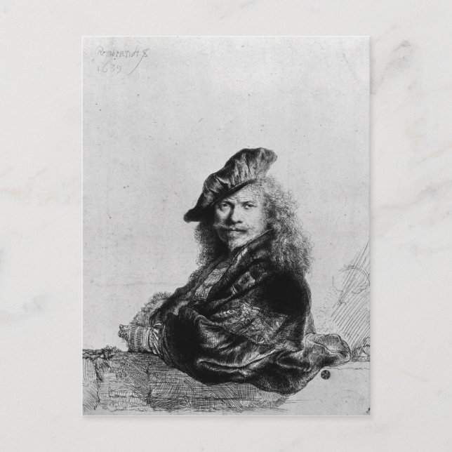 Carte Postale Autoportrait s'appuyant sur un rebord de pierre, 1 (Devant)