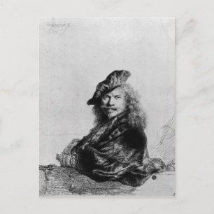 Carte Postale Autoportrait s'appuyant sur un rebord de pierre, 1
