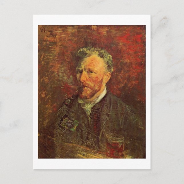 Carte Postale Autoportrait, tuyau et verre, Vincent van Gogh (Devant)