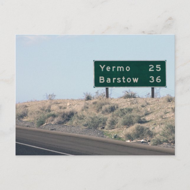 Carte Postale Autoroute - Miles pour Yermo et Barstow (Devant)