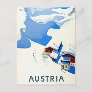 Carte Postale Autriche, ski, gîte en montagne en hiver