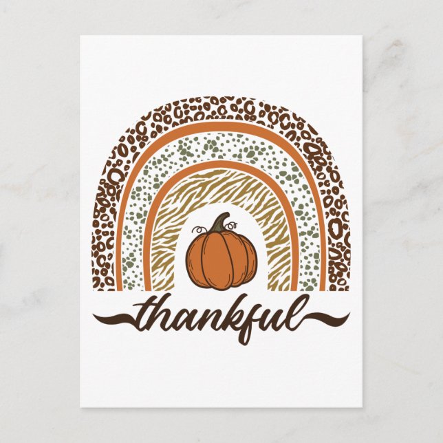 Carte Postale Autumn Thankful Pumpkin Pie Rainbow Thanksgiving (Devant)