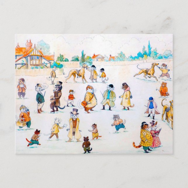 Carte Postale Aux courses de Cat-Town, Louis Wain (Devant)