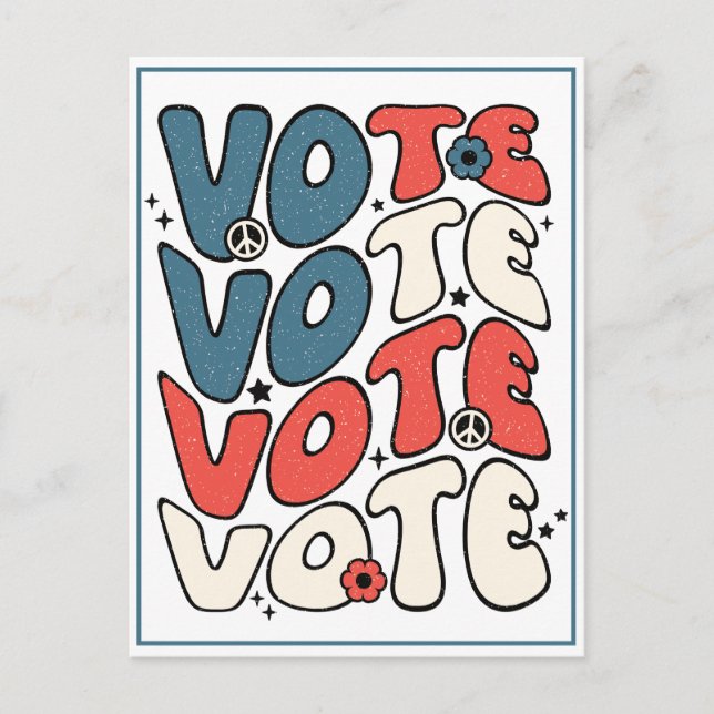 Carte postale aux électeurs rétro rouge, blanc et  (Devant)