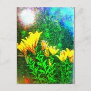 Carte postale aux fleurs jaunes