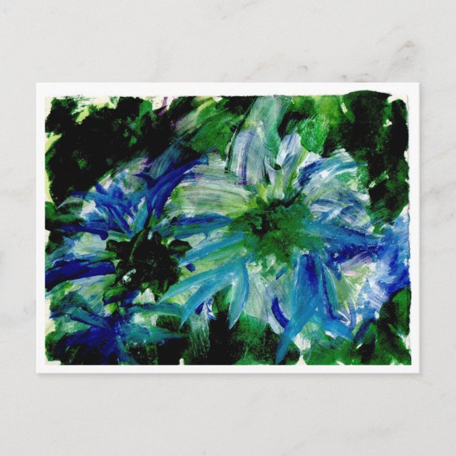 Carte postale aux grandes fleurs bleues (Devant)