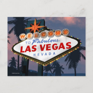 Carte postale aux signes rétro néon de Las Vegas