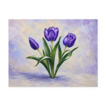 Carte postale aux tulipes violettes