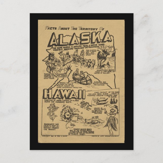Carte Postale Avant, États Alaska et Hawaii (Devant)