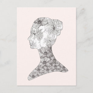 Carte Postale Avant Garde Rose Floral Beauté Girl