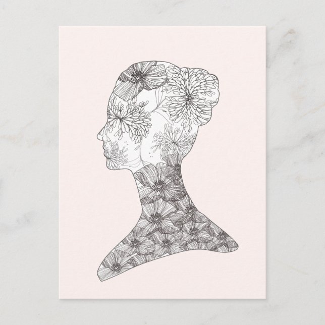Carte Postale Avant Garde Rose Floral Beauté Girl (Devant)