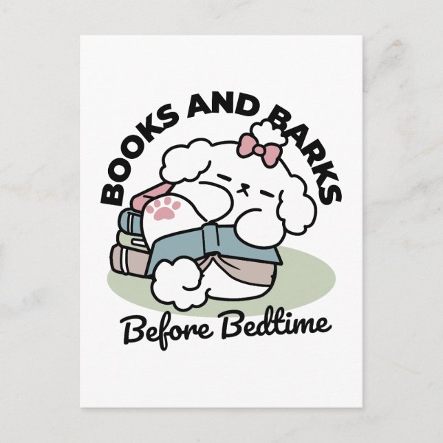 Carte Postale Avant le coucher avec ma chienne - Livre et Amoure (Devant)