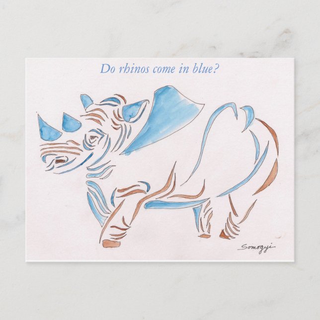 Carte postale avec art original de rhinocéros styl (Devant)