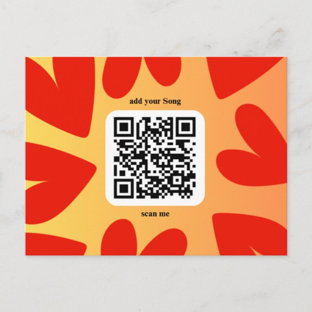Carte Postale Avec chanson personnelle individuelle par code QR (Devant)