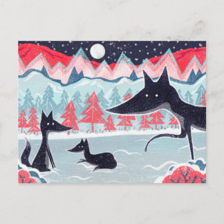 Carte postale avec de mignons renards noirs