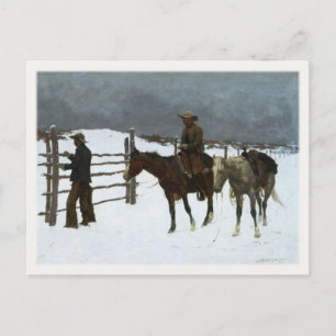 Carte Postale Avec Des Cowboys Dans La Neige
