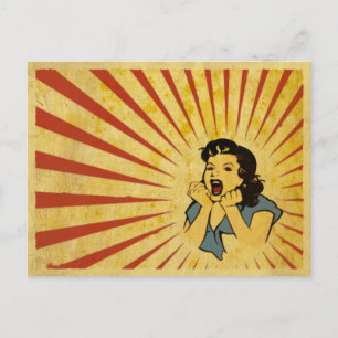 Carte postale avec dessin de fille Vintage Cool