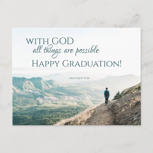 Carte Postale Avec Dieu toutes les choses sont possibles Graduat (Devant)
