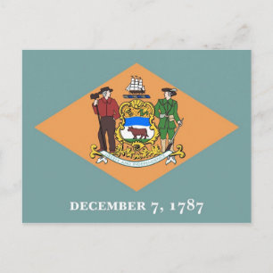 Carte postale avec drapeau de l'État du Delaware -