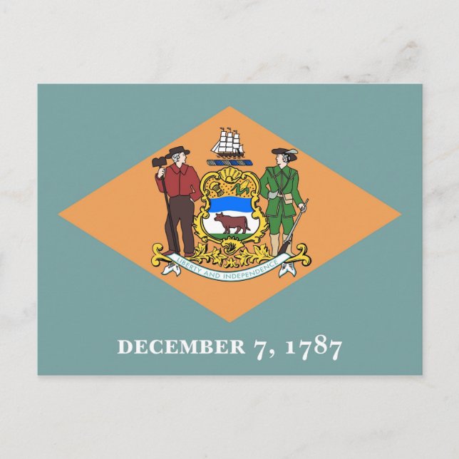 Carte postale avec drapeau de l'État du Delaware - (Devant)
