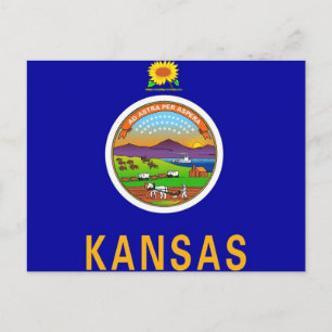 Carte postale avec drapeau de l'État du Kansas - É