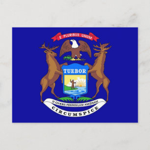 Carte postale avec drapeau de l'état du Michigan -