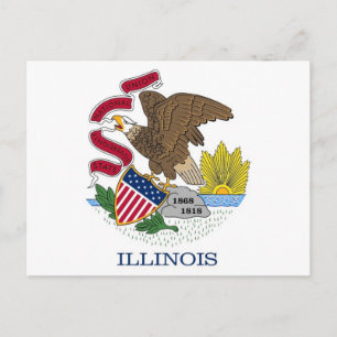 Carte postale avec Drapeau de l'Illinois State - U