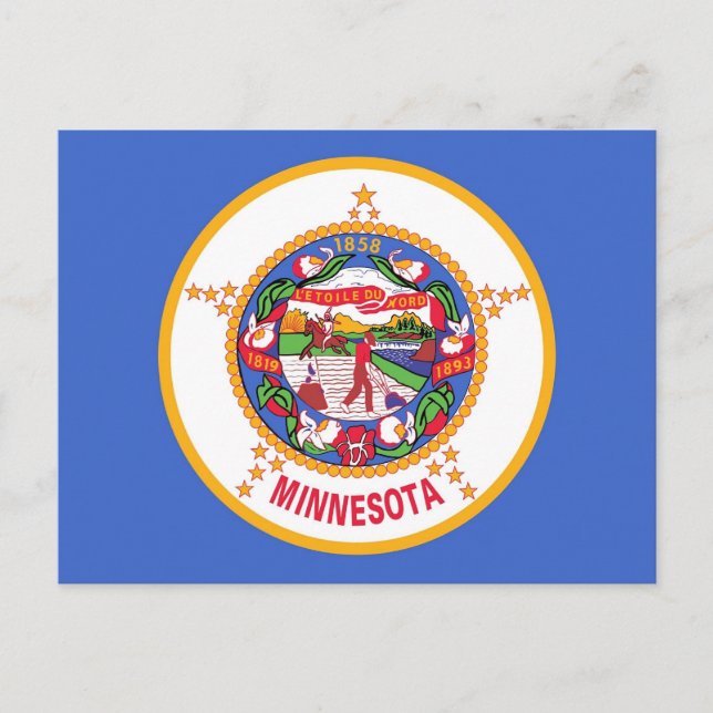 Carte postale avec Drapeau du Minnesota Etat - USA (Devant)