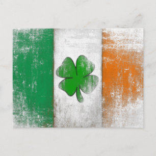 Carte postale avec drapeau irlandais Vintage