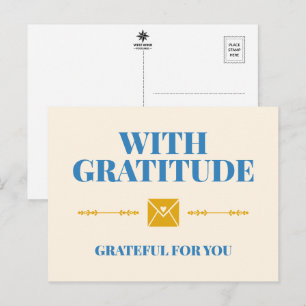 Carte Postale Avec gratitude reconnaissant pour vous Typogrpahy
